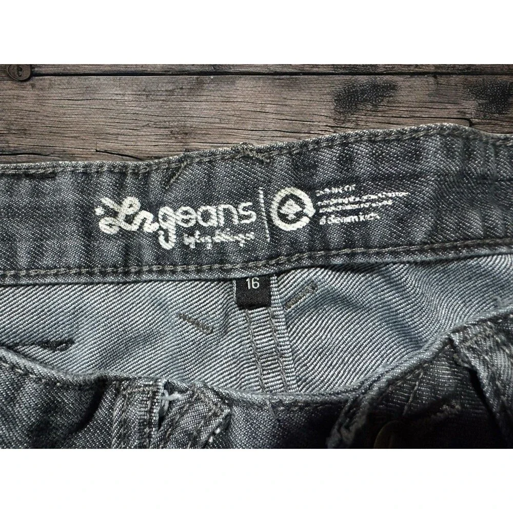 LRG Lifted Research Group Black Washed Out Denim Boys Y2K Grunge Skate 90s